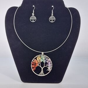 Silver Choker Tree of life jewelry set
